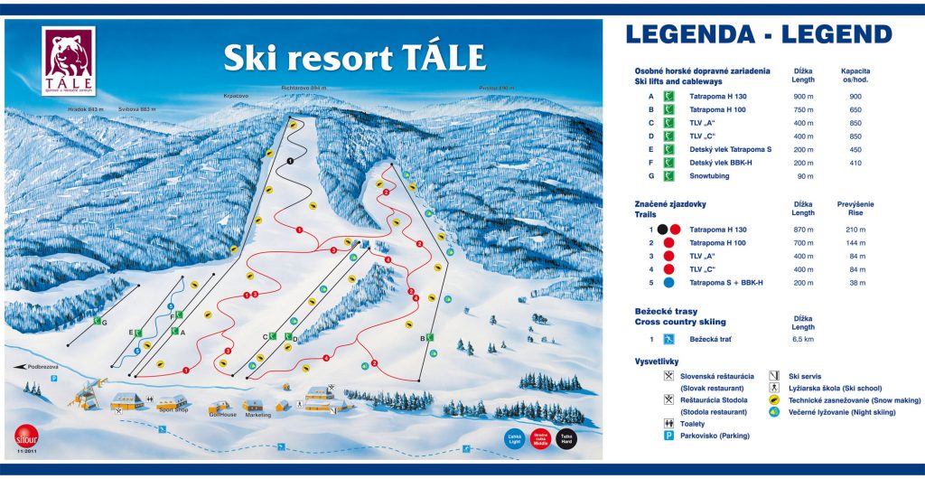 Tále mapa lyžiarských-tratí